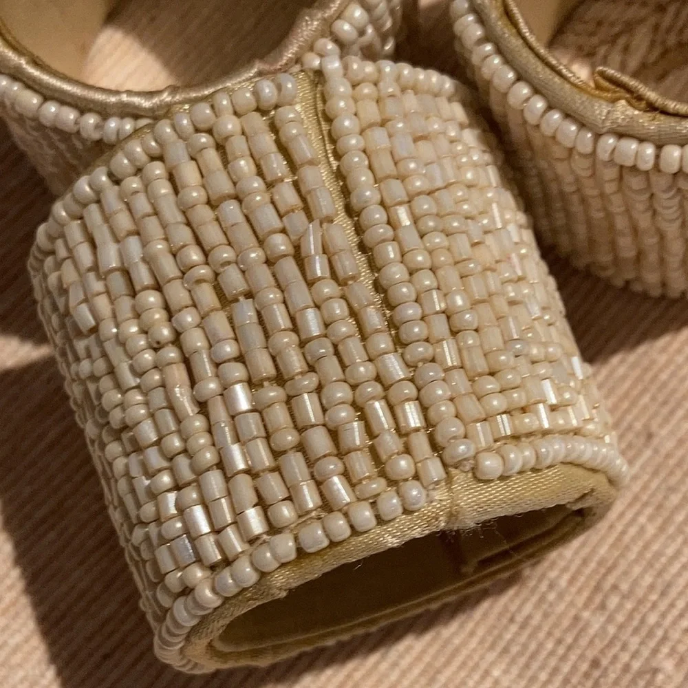 Beaded napkin rings (6)ivory cream classic